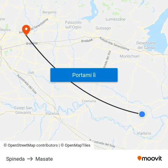 Spineda to Masate map