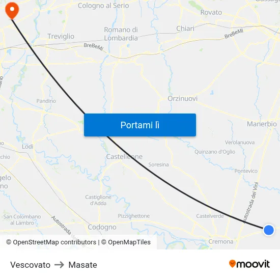 Vescovato to Masate map