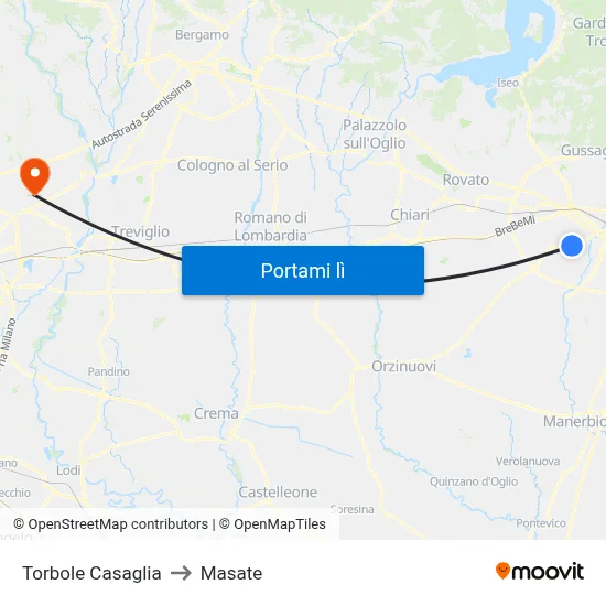 Torbole Casaglia to Masate map