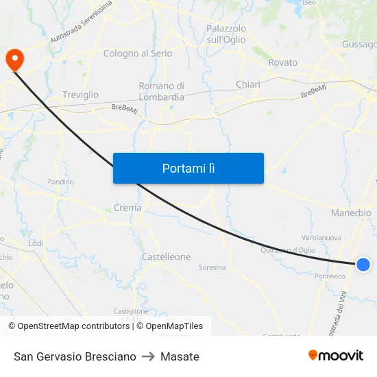 San Gervasio Bresciano to Masate map