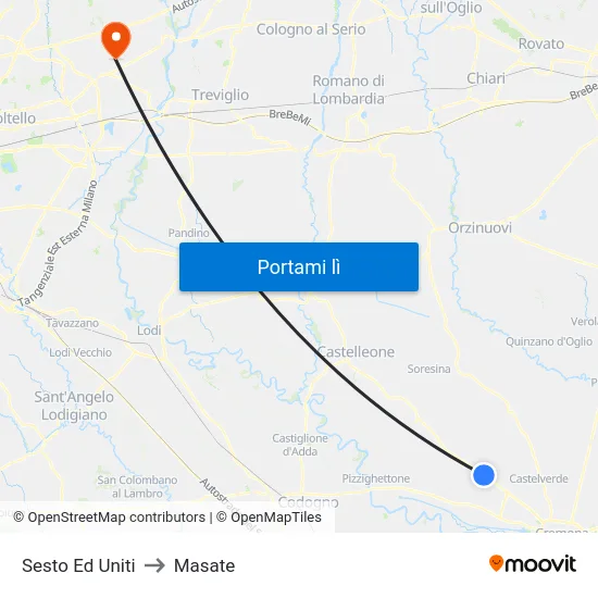 Sesto Ed Uniti to Masate map