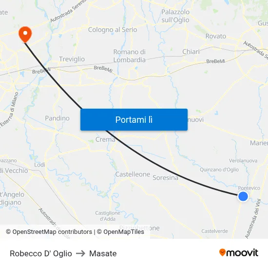 Robecco D' Oglio to Masate map