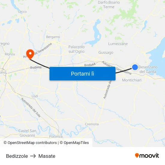 Bedizzole to Masate map