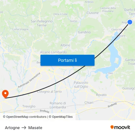 Artogne to Masate map