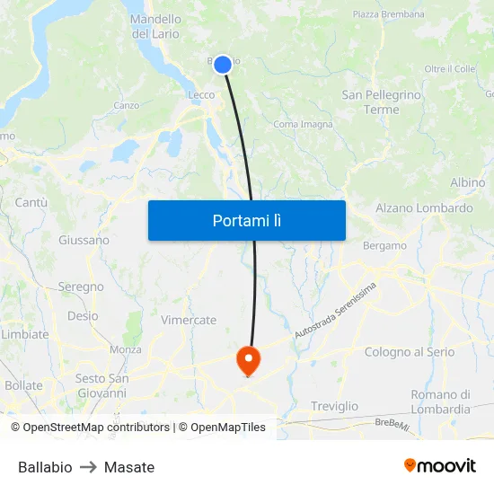 Ballabio to Masate map