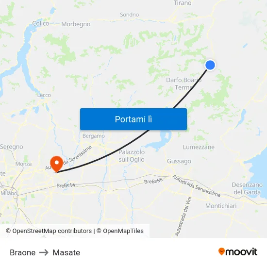 Braone to Masate map