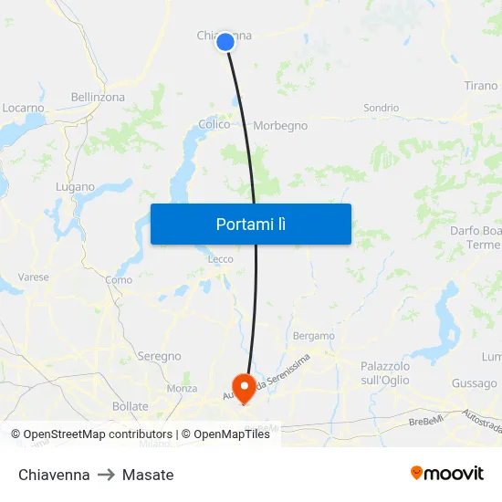 Chiavenna to Masate map