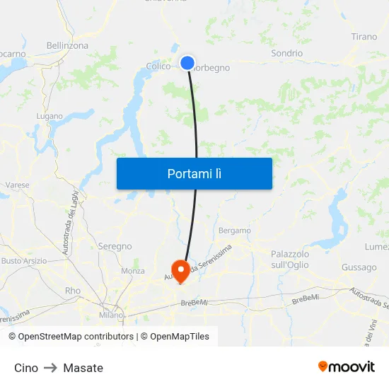 Cino to Masate map