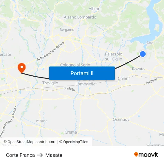 Corte Franca to Masate map