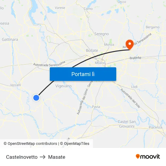 Castelnovetto to Masate map