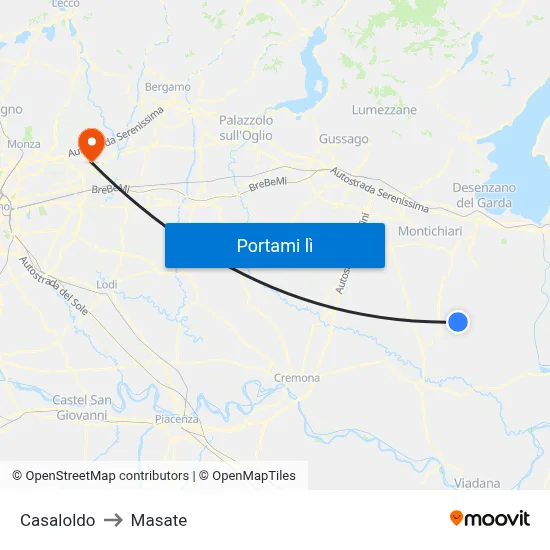 Casaloldo to Masate map