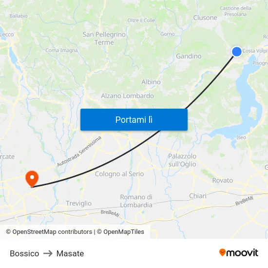 Bossico to Masate map