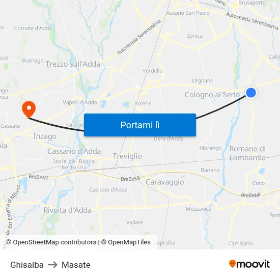 Ghisalba to Masate map