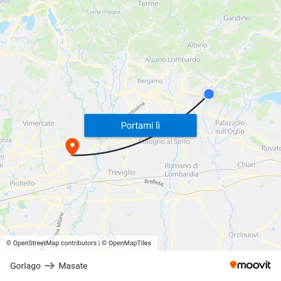 Gorlago to Masate map