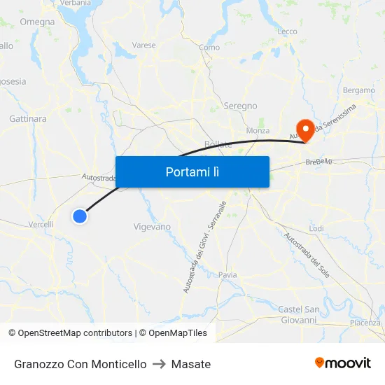 Granozzo Con Monticello to Masate map