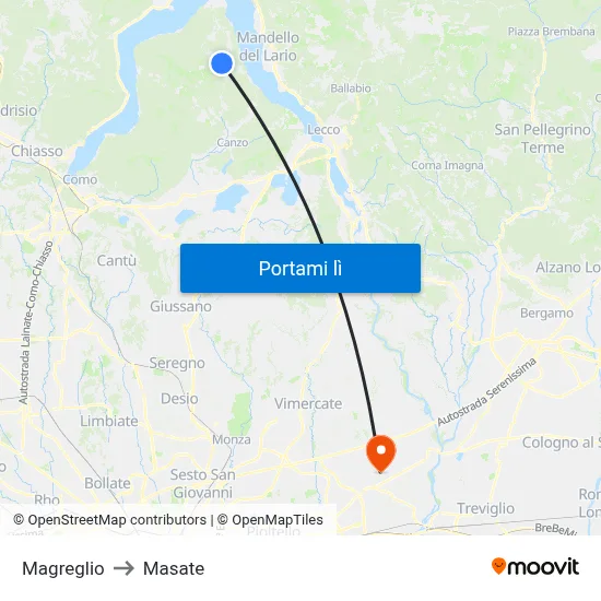 Magreglio to Masate map