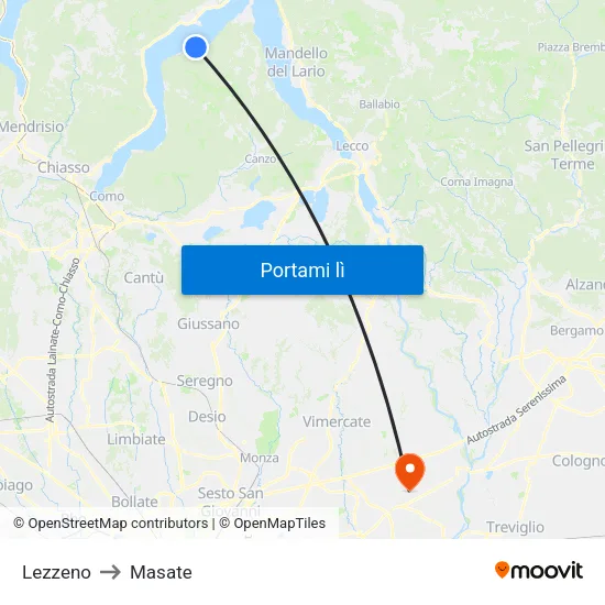 Lezzeno to Masate map