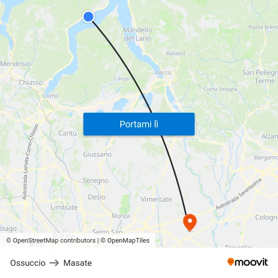 Ossuccio to Masate map
