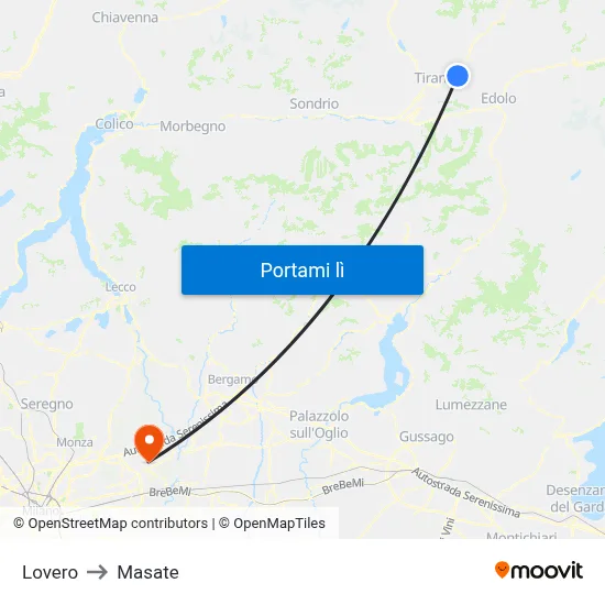 Lovero to Masate map