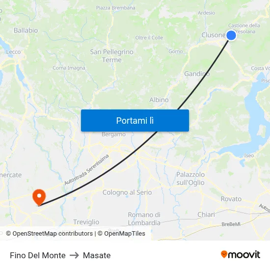 Fino Del Monte to Masate map