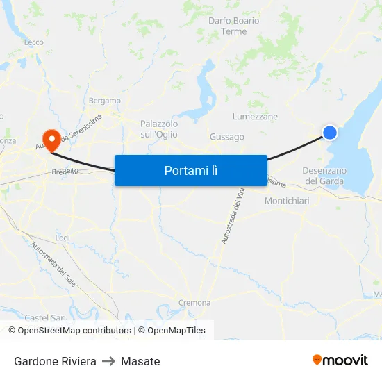Gardone Riviera to Masate map