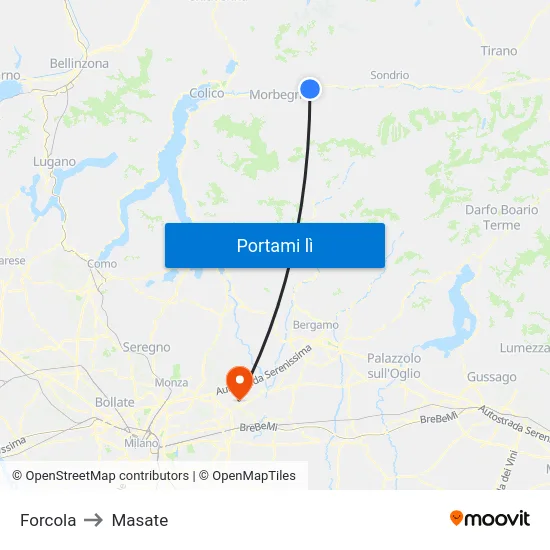 Forcola to Masate map