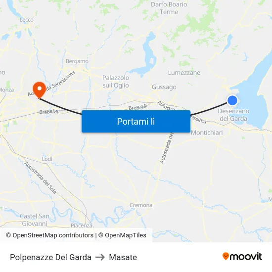 Polpenazze Del Garda to Masate map