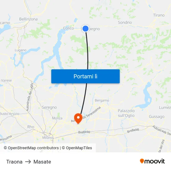 Traona to Masate map