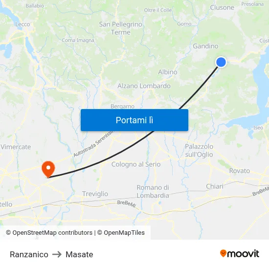 Ranzanico to Masate map