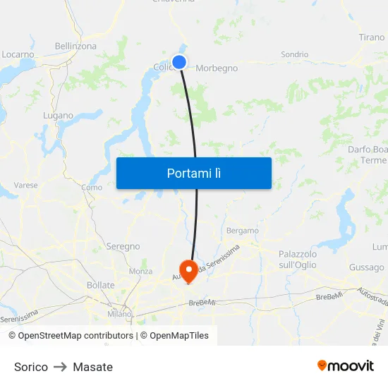 Sorico to Masate map