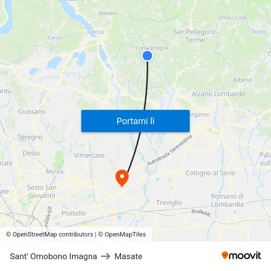 Sant' Omobono Imagna to Masate map