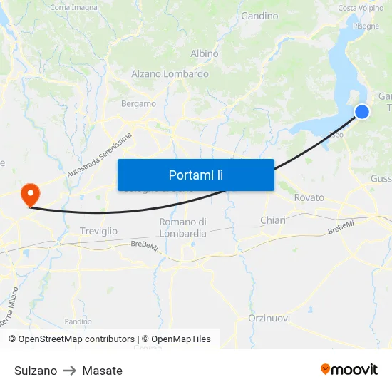 Sulzano to Masate map