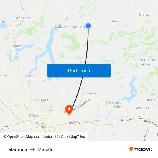 Talamona to Masate map