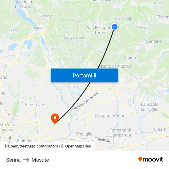 Serina to Masate map