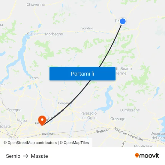 Sernio to Masate map
