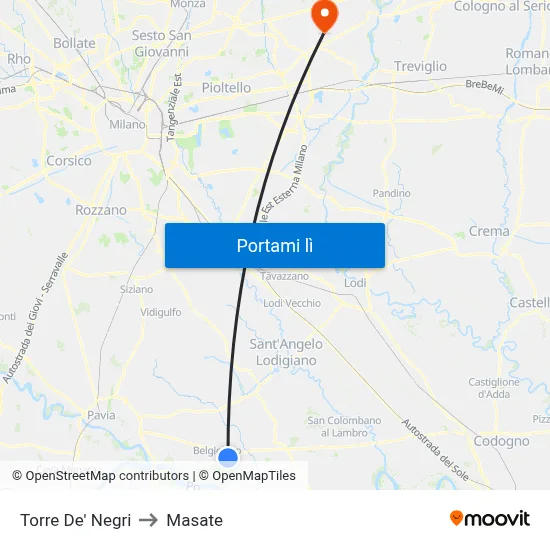 Torre De' Negri to Masate map