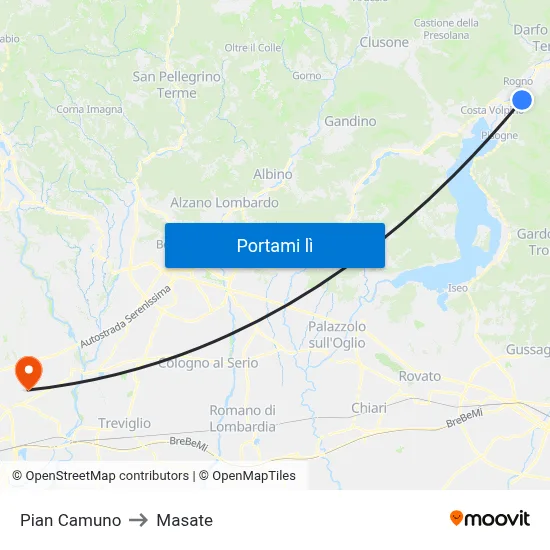 Pian Camuno to Masate map