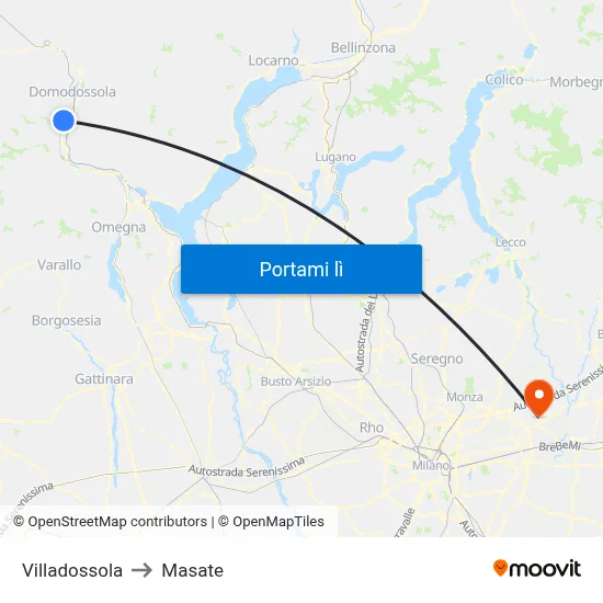 Villadossola to Masate map