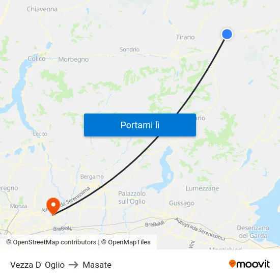 Vezza D' Oglio to Masate map
