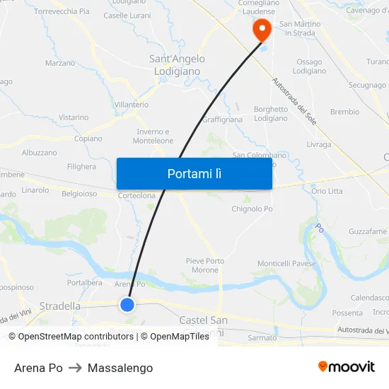 Arena Po to Massalengo map