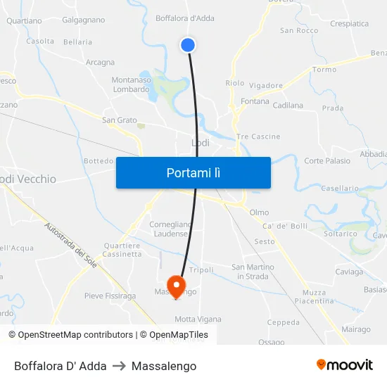 Boffalora D' Adda to Massalengo map