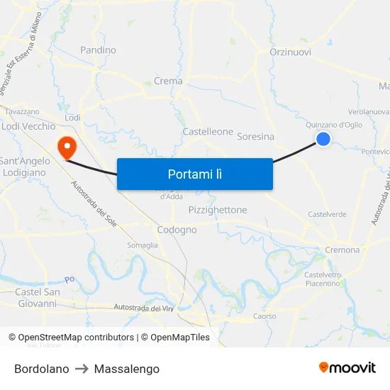 Bordolano to Massalengo map