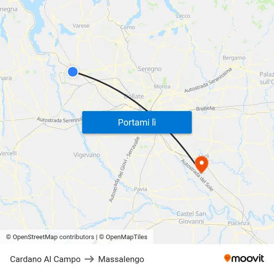 Cardano Al Campo to Massalengo map