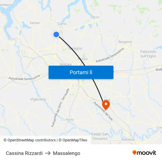 Cassina Rizzardi to Massalengo map