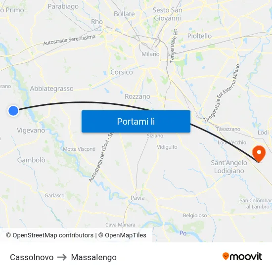 Cassolnovo to Massalengo map