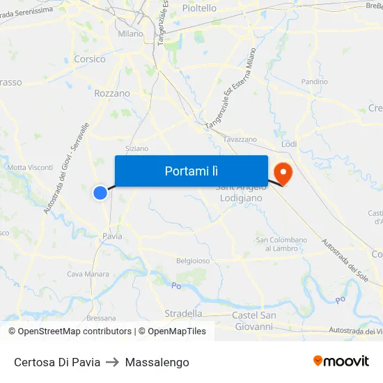 Certosa Di Pavia to Massalengo map