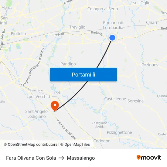 Fara Olivana Con Sola to Massalengo map