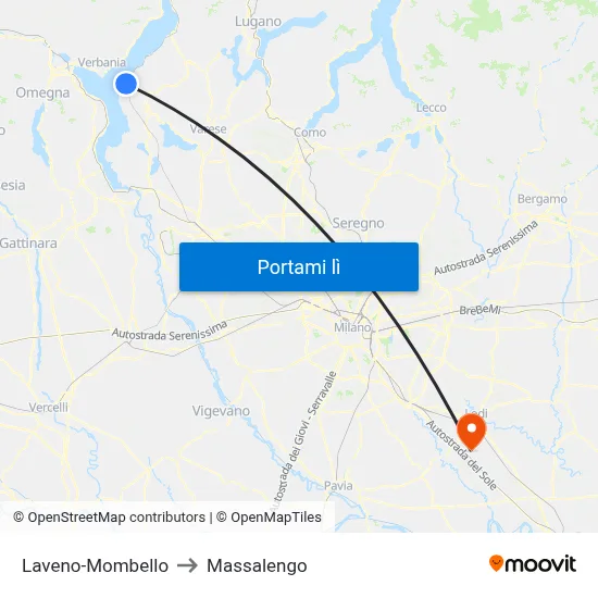 Laveno-Mombello to Massalengo map