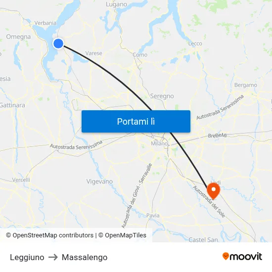 Leggiuno to Massalengo map