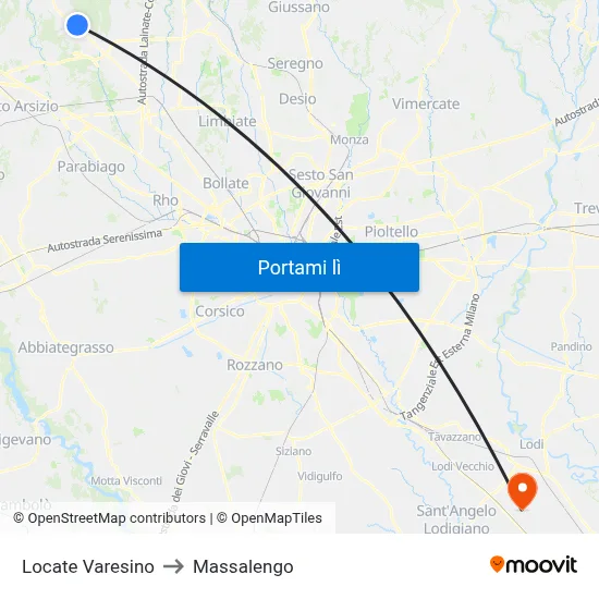Locate Varesino to Massalengo map